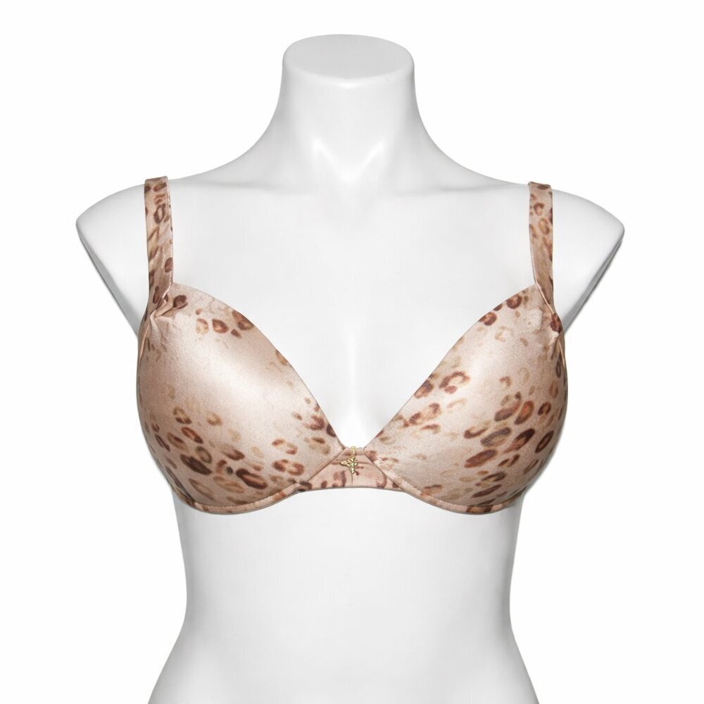 Victoria’s Secret Leopard Print Plunge Bra 36D | Satin Push-Up Glam